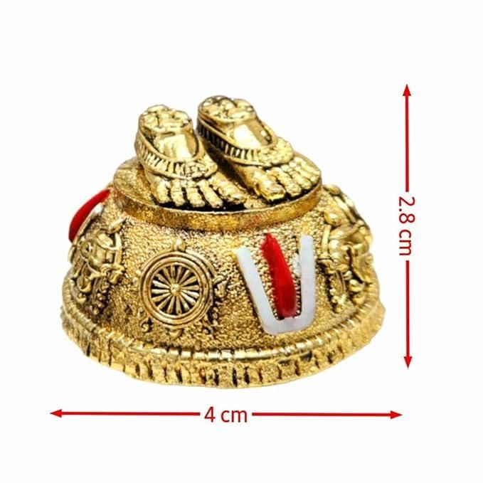 🤩 Gold Plated Antique of Lord Balaji Charan Padhuka with Sangu & Chakram 🤩