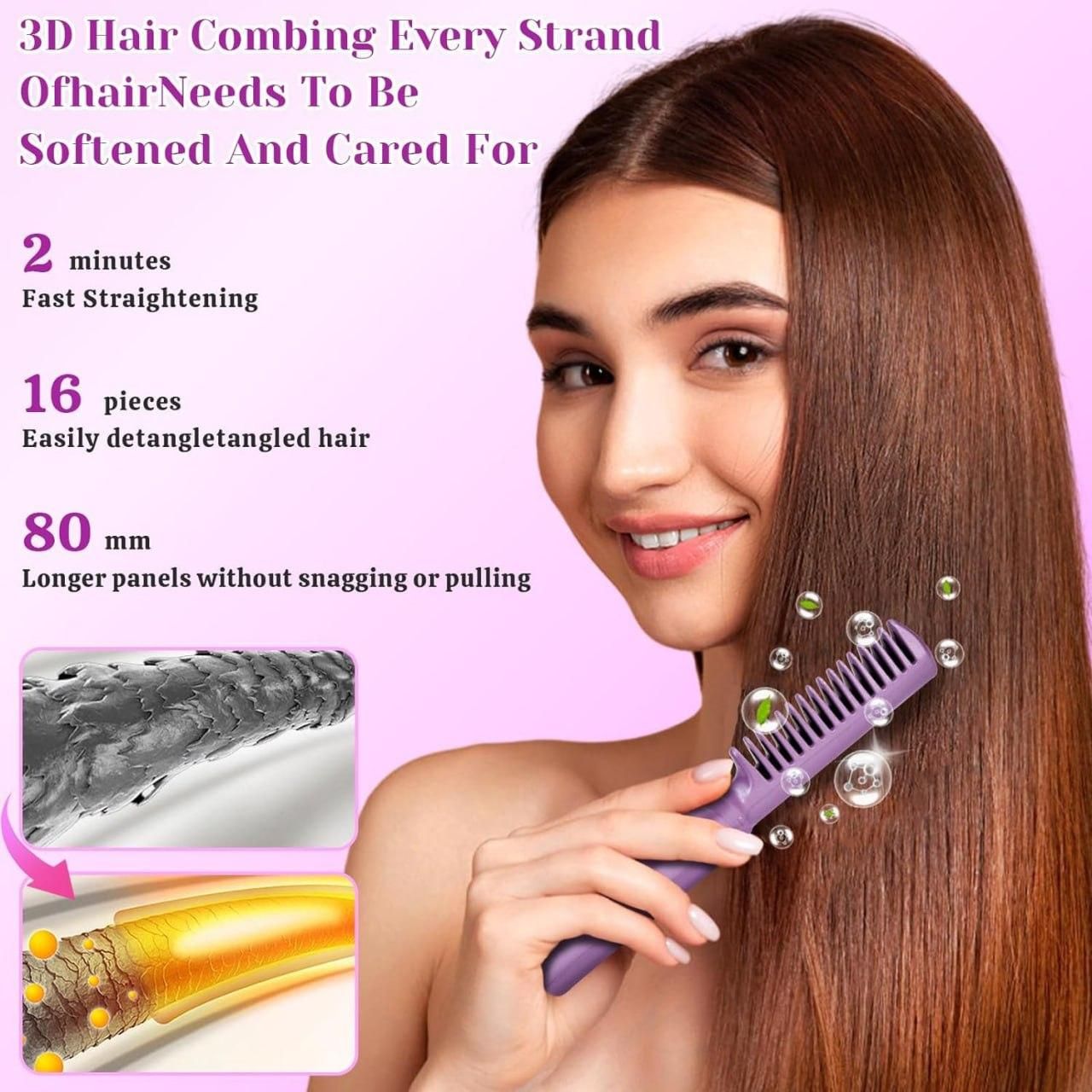 😇Meneflix Portable Mini Hair Straightener Cordless Rechargeable Mini Adjustable Hair Straightener Hot Comb😇