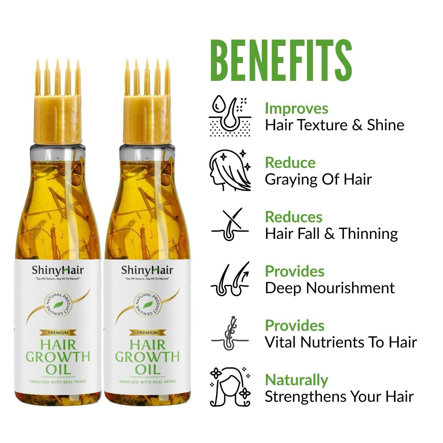 🤩ShinyHair Growth Oil Enriched With Real Herbs [Buy1 Get 1 Free]🤩