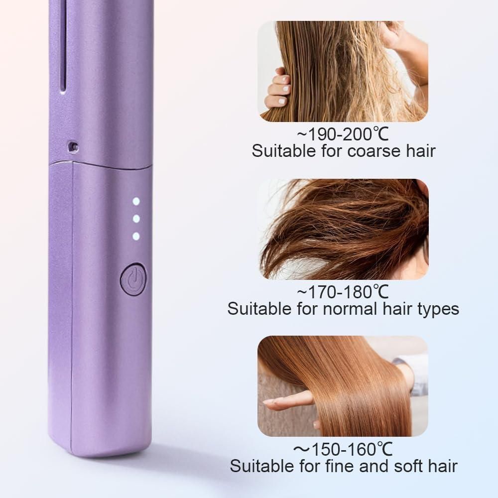 😇Meneflix Portable Mini Hair Straightener Cordless Rechargeable Mini Adjustable Hair Straightener Hot Comb😇