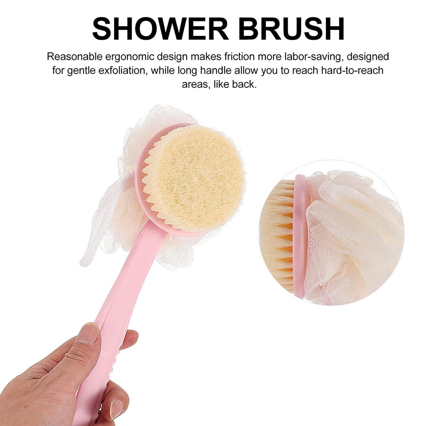 🤩2 IN 1 Loofah with Soft Bristles and handle, Double Sided Scrubber and Brush[Buy 1 Get 1 Free]🤩