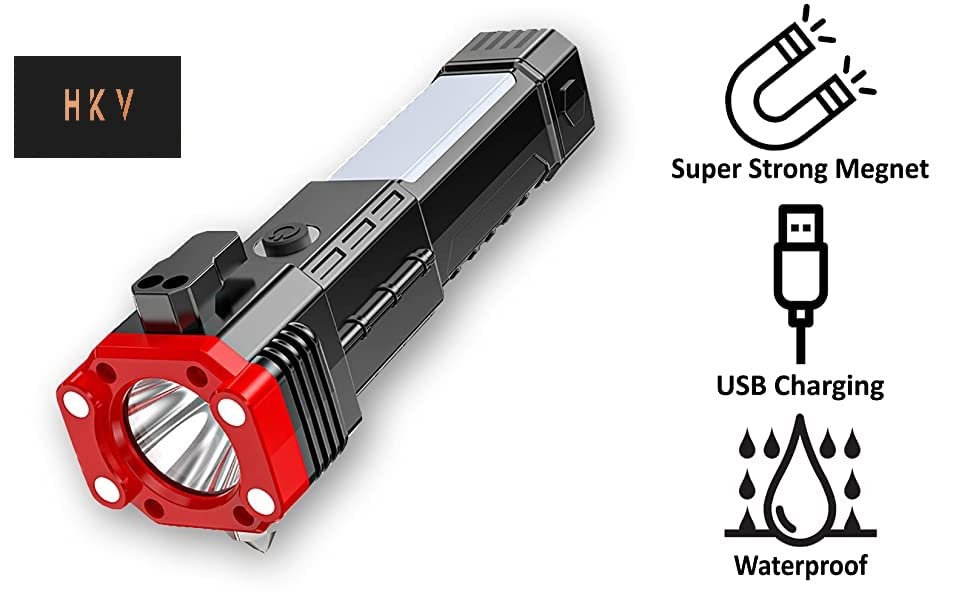 🤩Rechargeable 3W Hammer Torch LED Flashlight with Powerbank🤩