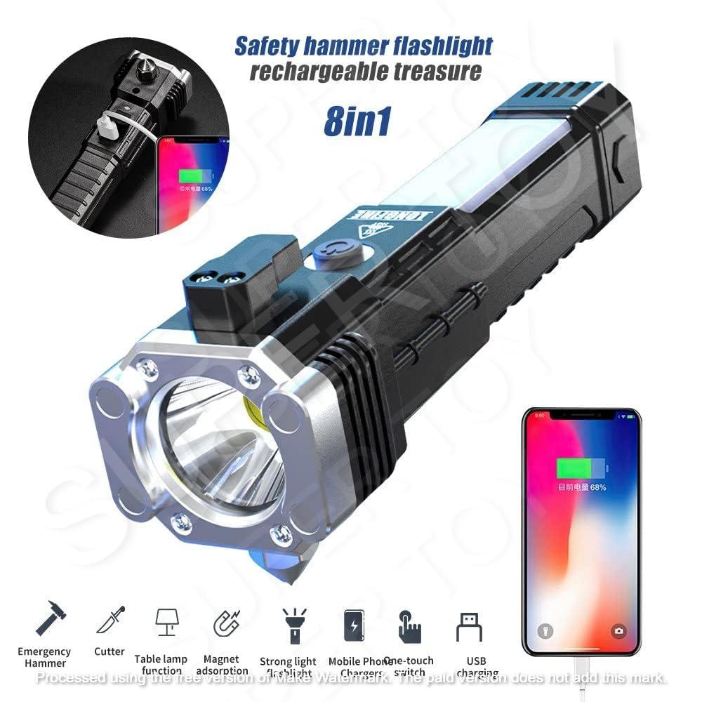 🤩Rechargeable 3W Hammer Torch LED Flashlight with Powerbank🤩