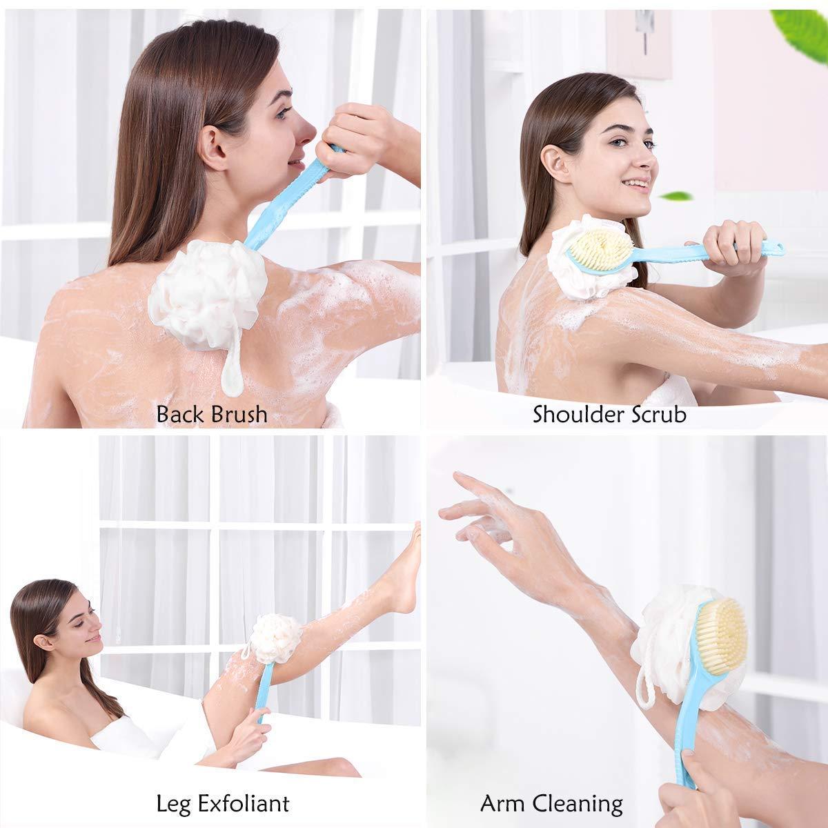 🤩2 IN 1 Loofah with Soft Bristles and handle, Double Sided Scrubber and Brush[Buy 1 Get 1 Free]🤩