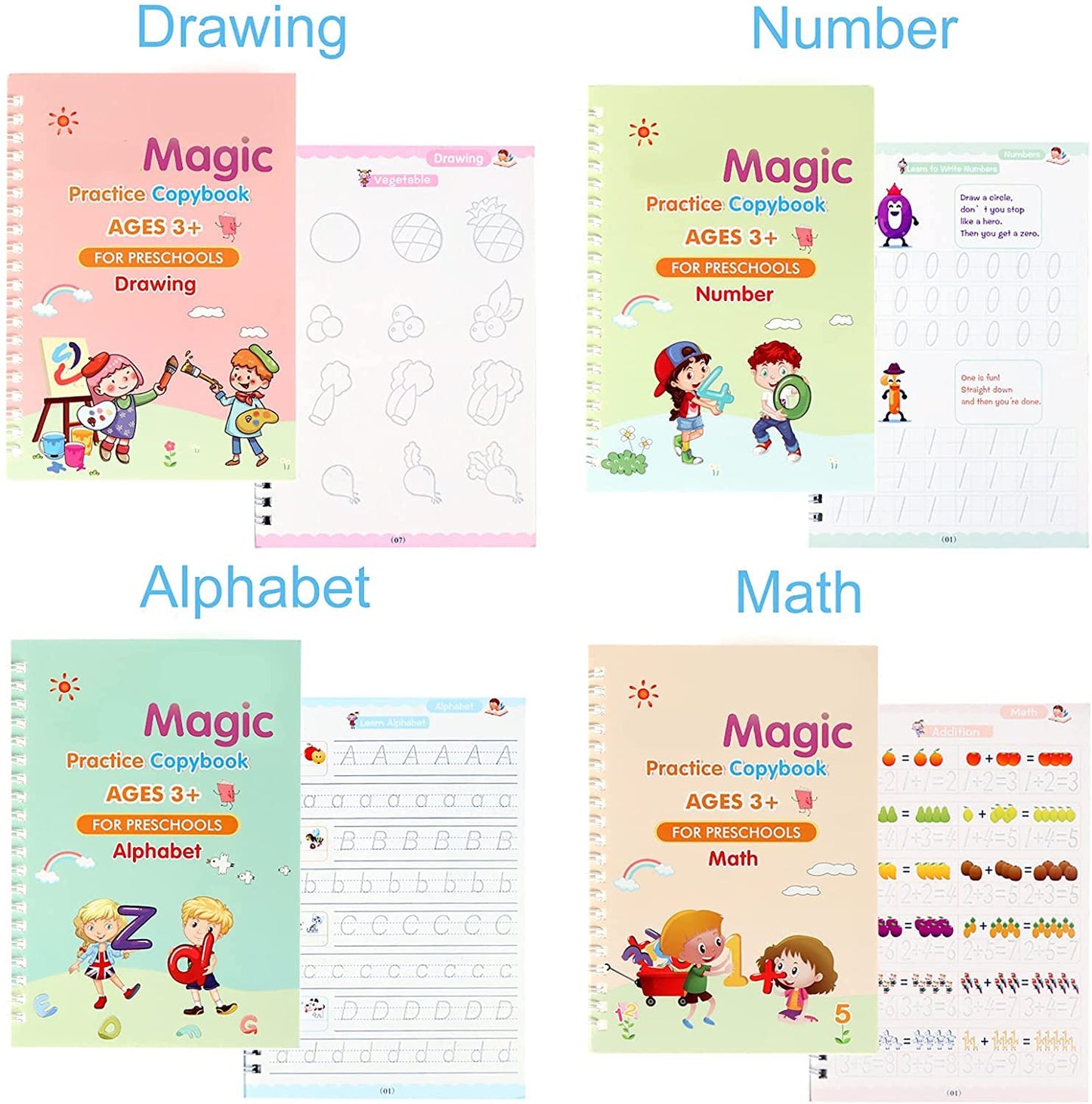 🤩MAGIC BOOK FOR KIDS, EVAPORATIVE AND REUSABLE (4 BOOKS + REFILLS +1 PEN)🤩