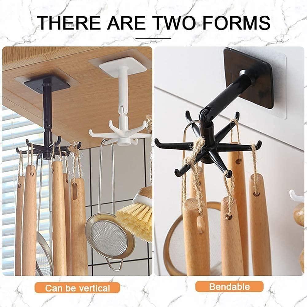 Hooks-Adjustable Rotating Folding Wall Mounted Utensils Hook Hangers(Pack of 2)