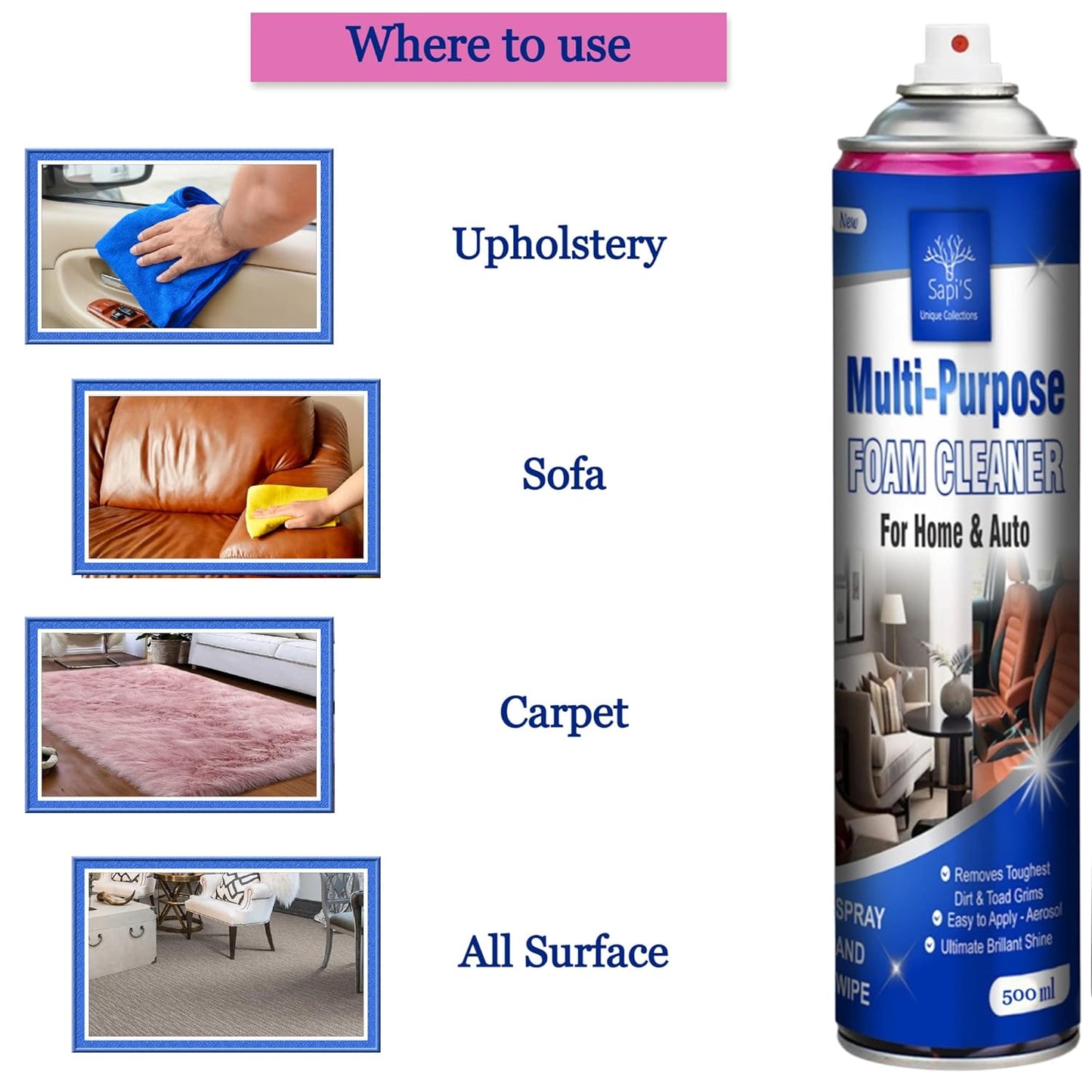 🤩Multi-Purpose Foam Cleaner for Home and Car Interiors🤩