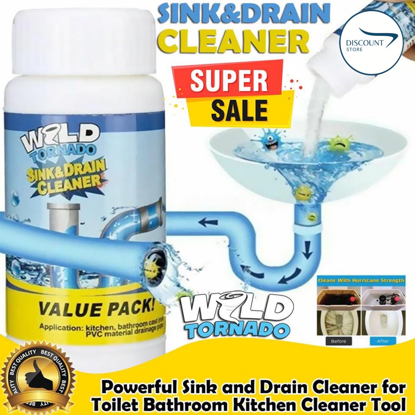 🤩Powerful Drain Blockage Remover and Sink Cleaner [Buy 1 Get 1 Free]🤩