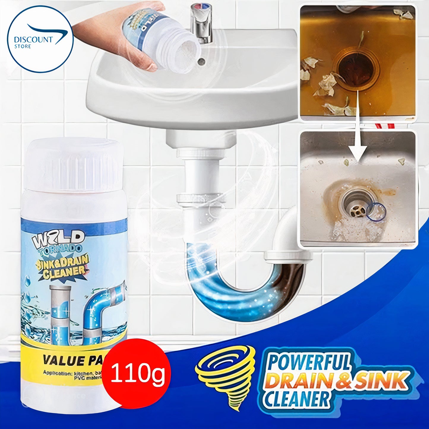 🤩Powerful Drain Blockage Remover and Sink Cleaner [Buy 1 Get 1 Free]🤩