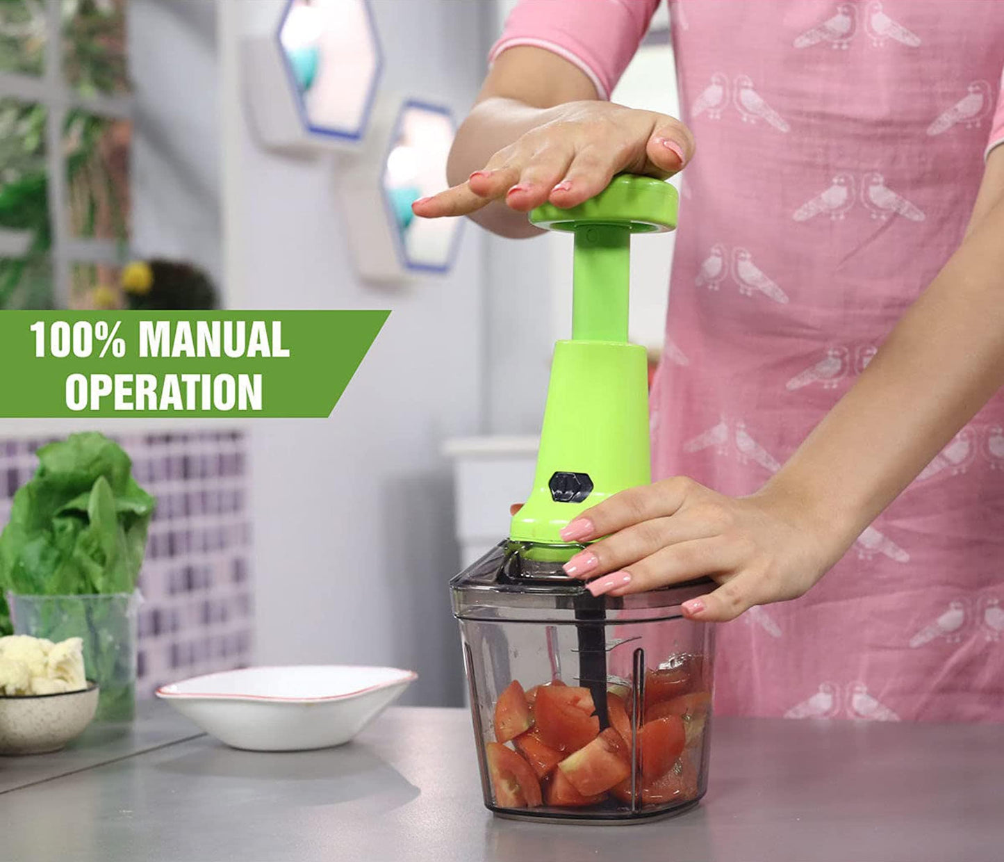 🤩Large Manual Hand-Press Vegetable Chopper Mixer in Steel🤩